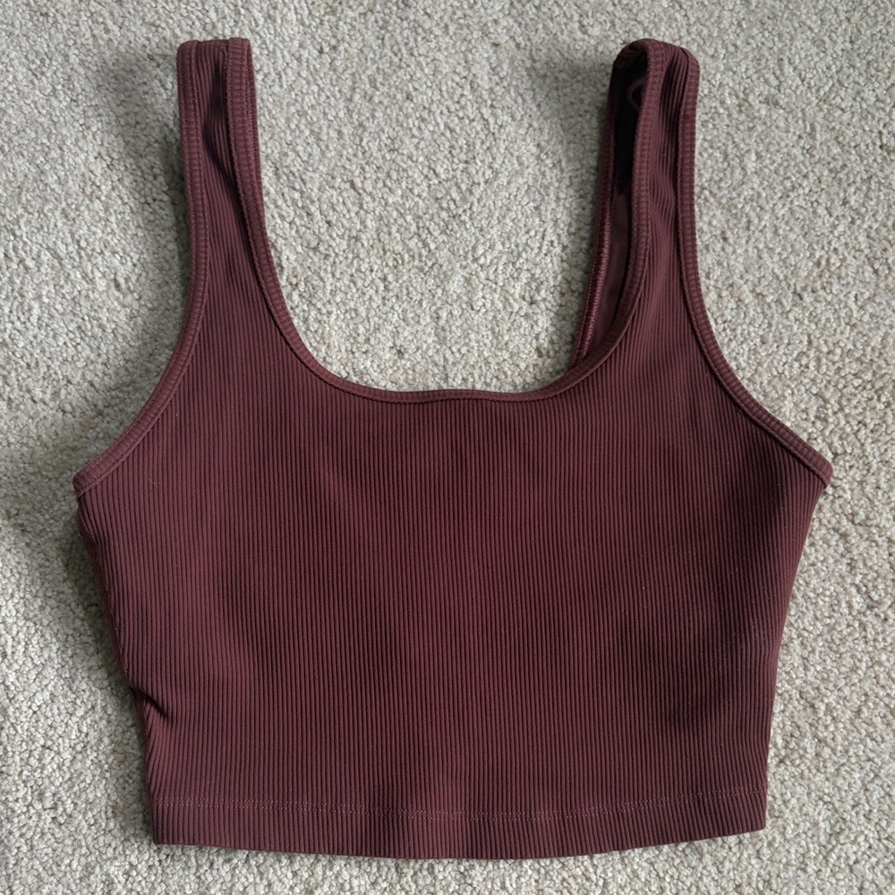 Offline by Aerie Ribbed brown crop tank